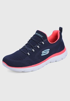 Tenis Running Azul-Rosa-Blanco Skechers
