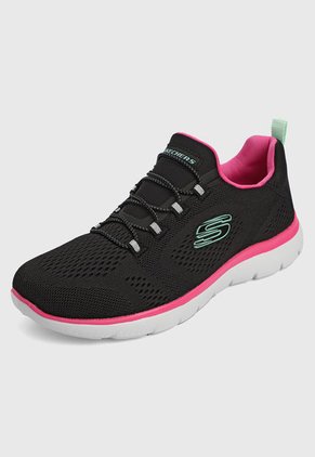 Tenis Running Negro-Rosa-Blanco Skechers