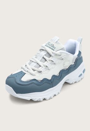 Tenis Lifestyle Azul Grisáceo-Gris-Blanco Skechers D'Lites