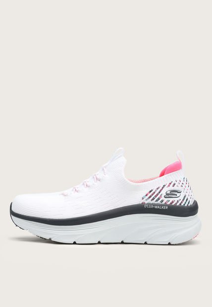 Tenis Walking Blanco-Magenta Neón-Negro Skechers D'Lux Walker-Star Stunner