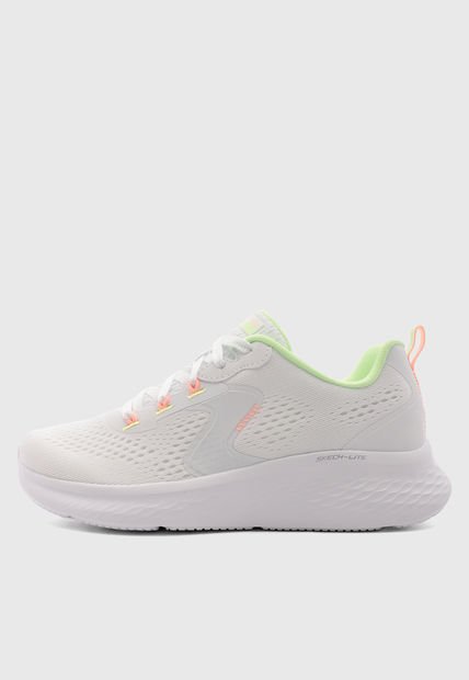 Tenis Running Blanco-Salmón-Amarillo Neón SKECHERS Lite pro