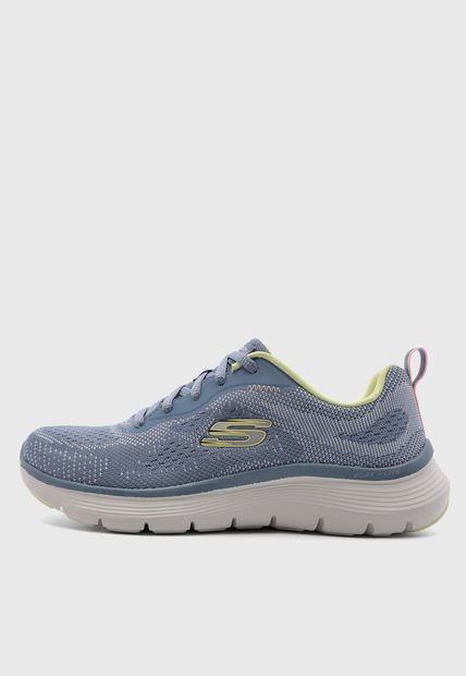 Tenis Running Azul-Gris-Amarillo SKECHERS Flex Appeal 5.0 - Crusing Thru