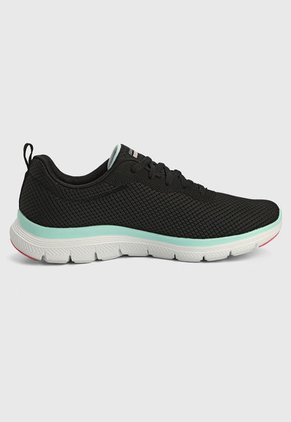 Tenis Running Negro-Blanco-Verde Skechers