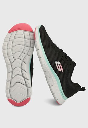 Tenis Running Negro-Blanco-Verde Skechers