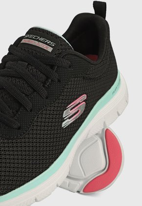 Tenis Running Negro-Blanco-Verde Skechers