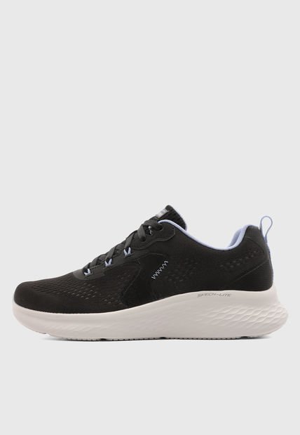 Tenis Running Negro-Blanco-Lila SKECHERS Emesh lace up