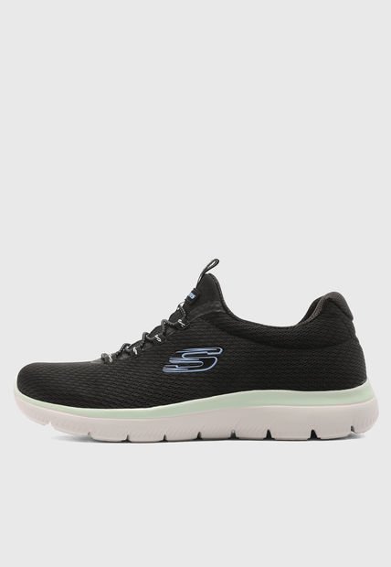 Tenis SKECHERS Mesh bungee slip-on Negro