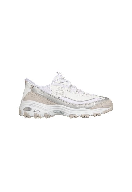 Tenis Mujer Skechers D'Lites Smooth Nostalgia - Blanco/Gris