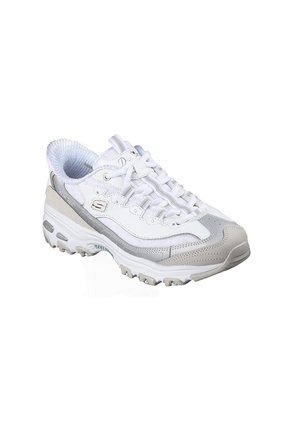 Tenis Mujer Skechers D'Lites Smooth Nostalgia - Blanco/Gris