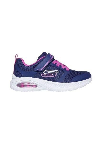 Tenis Skechers Niña Microspec Max Advance Velcro Azul Fucsia