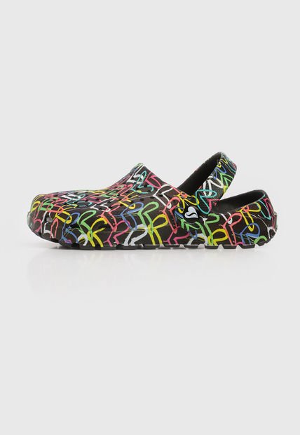Playera Negro-Multicolor Skechers Footsteps