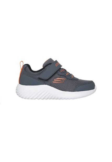 Tenis Skechers Niño Bounder Con Velcro Gris Oscuro