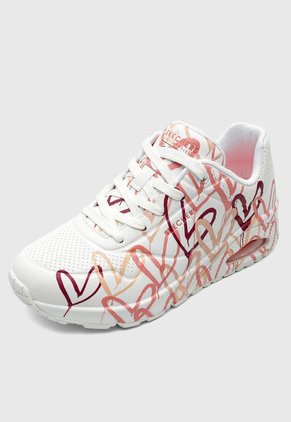 Tenis Lifestyle Blanco-Rosa-Coral Skechers Street Uno - Spread the Love