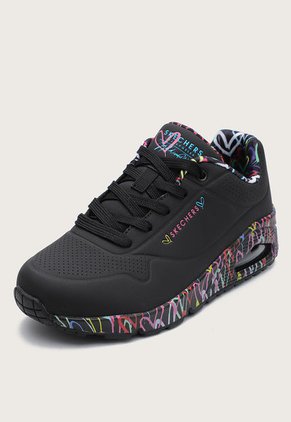Tenis Lifestyle Negro-Multicolor Skechers Uno-Loving Love