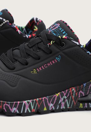 Tenis Lifestyle Negro-Multicolor Skechers Uno-Loving Love