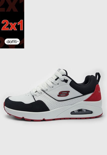 Tenis Lifestyle Blanco-Rojo-Negro Skechers Uno - Retro One