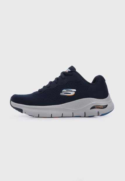 Tenis Training Azul Navy-Gris-Naranja Neón Skechers Arch Fit Infinity Cool