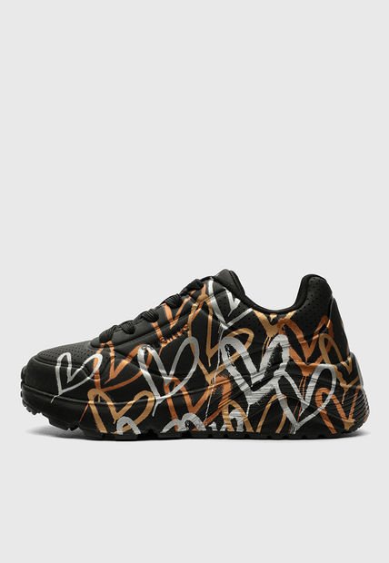 Tenis Lifestyle Negro-Plateado-Cobre SKECHERS Uno Lite - Metallic Love