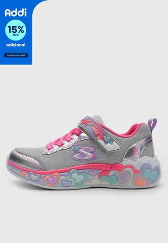 Tenis Lifestyle Skechers Eternal Heart Lights Gris Skechers