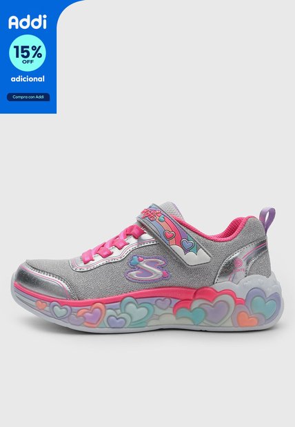 Tenis Lifestyle Skechers Eternal Heart Lights Gris