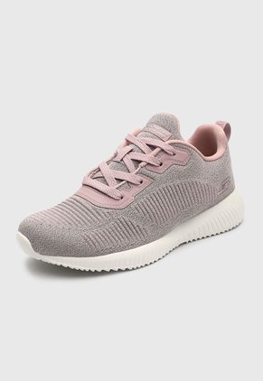 Tenis Training Palo Rosa-Blanco-Gris Skechers Bobs Squad - Ghost Star