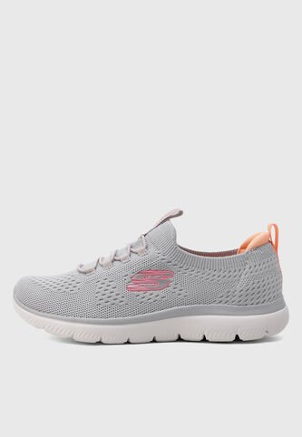 Tenis SKECHERS Stretch Knit Bungee Slip-On Gris Skechers