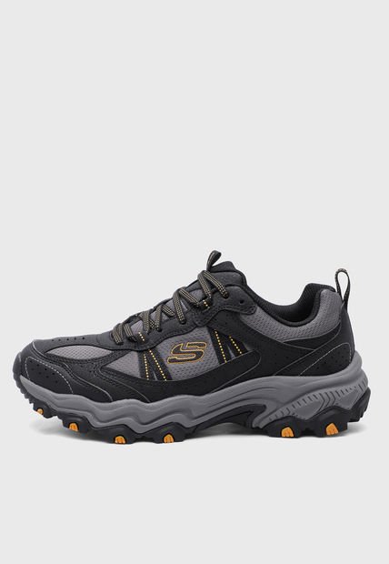 Tenis Outdoor Negro-Gris-Mostaza Skechers Stamina AT - Upper Stitch
