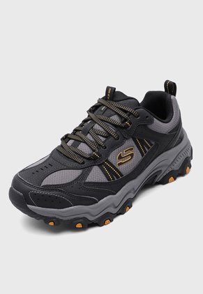 Tenis Outdoor Negro-Gris-Mostaza Skechers Stamina AT - Upper Stitch