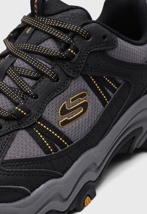Tenis Outdoor Negro-Gris-Mostaza Skechers Stamina AT - Upper Stitch