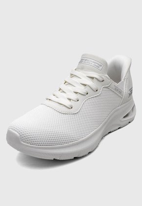 Tenis SKECHERS Knit Lace Up Slip On Blanco