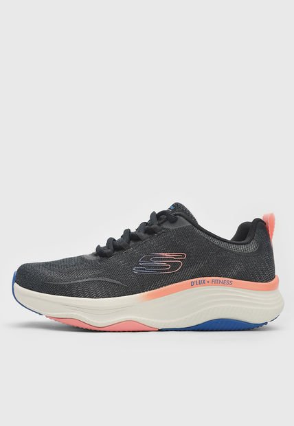 Tenis Running Negro-Salmón-Azul Skechers D'Lux Fitness