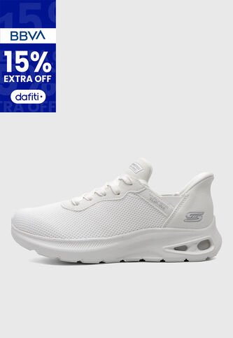 Tenis SKECHERS Knit Lace Up Slip On Blanco Skechers
