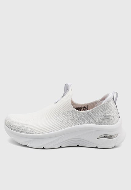 Tenis Lifestyle Marfil-Blanco-Plateado Skechers Relaxed Fit: Arch Fit D'Lux - Glimmer Dust