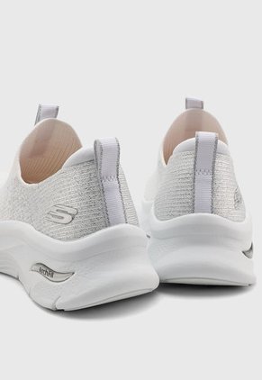 Tenis Lifestyle Marfil-Blanco-Plateado Skechers Relaxed Fit: Arch Fit D'Lux - Glimmer Dust