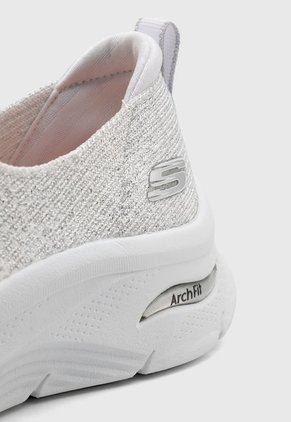 Tenis Lifestyle Marfil-Blanco-Plateado Skechers Relaxed Fit: Arch Fit D'Lux - Glimmer Dust