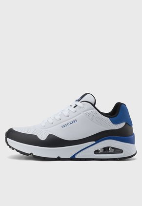 Tenis Lifestyle Blanco-Negro-Azul SKECHERS Uno - Back Lit