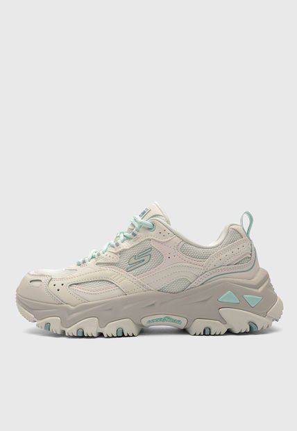 Tenis Trail Blanco-Gris-Verde Menta SKECHERS D'Lites Hiker - Echo Lake
