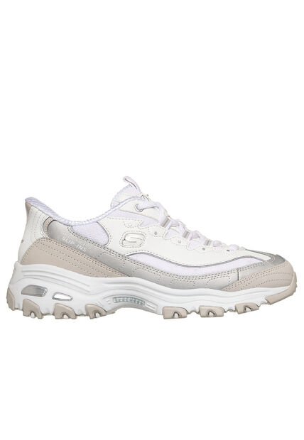 Tenis Mujer Skechers D'Lites Smooth Nostalgia - Blanco/Gris