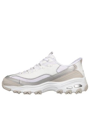 Tenis Mujer Skechers D'Lites Smooth Nostalgia - Blanco/Gris