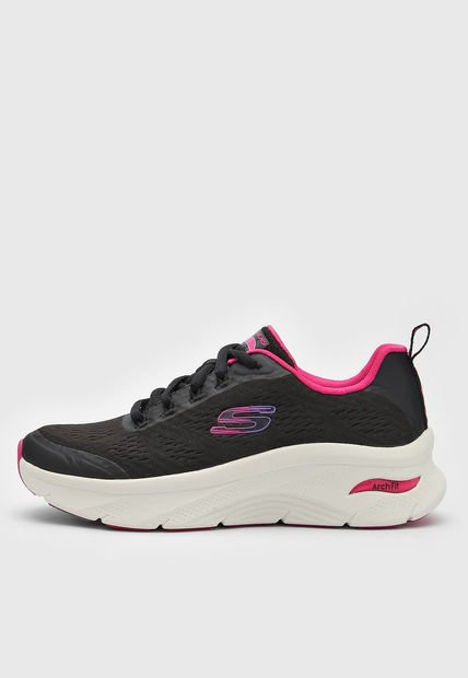 Tenis Training Negro-Blanco-Fucsia Skechers Arch Fit D'Lux