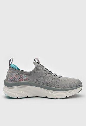 Tenis Walking Gris-Aguamarina Skechers D'Lux Walker-Star Stunner