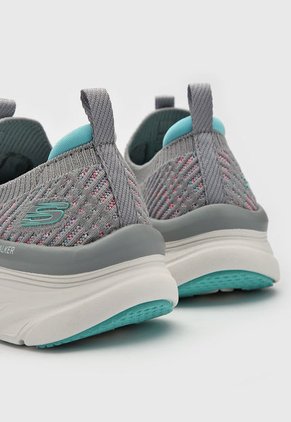 Tenis Walking Gris-Aguamarina Skechers D'Lux Walker-Star Stunner