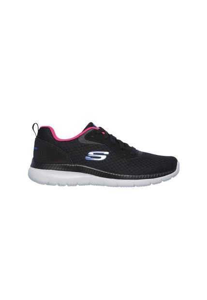 Tenis SKECHERS MESH LACE UP W-MEMORY- Negro Con Rosado Para Mujer