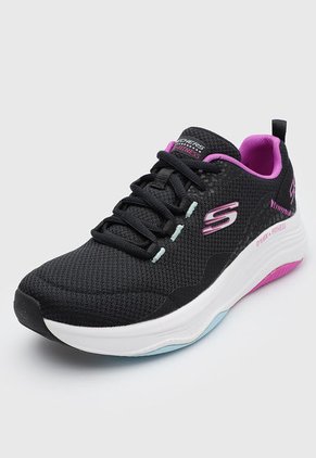 Tenis Running Negro-Blanco-Violeta Skechers D'Lux Fitness - Roam Free