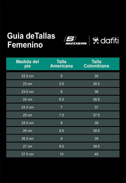 Tallas Tabla De Medidas Skechers Tenis Running Negro Skechers