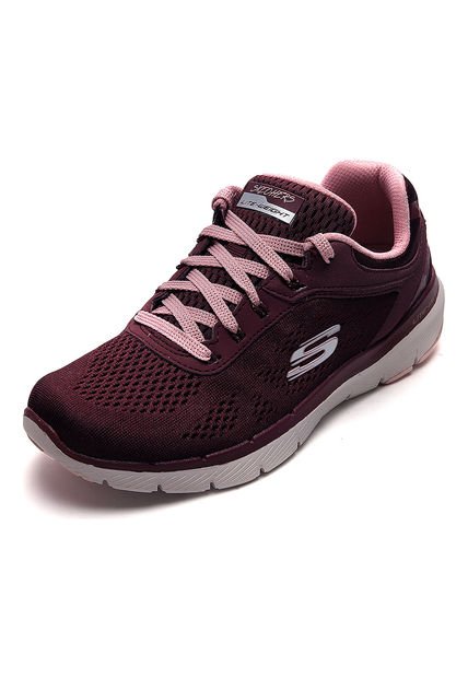 Tenis Running Vinotinto-Rosa Skechers Moving Fast