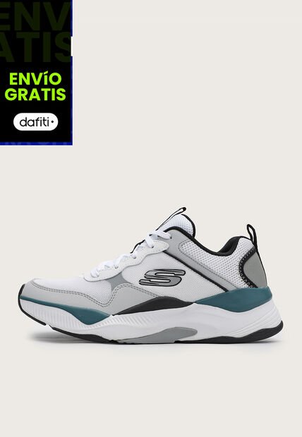 Tenis Lifestyle Blanco-Gris-Azul Petróleo Skechers Mira