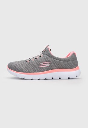 Tenis Gris-Blanco-Coral Skechers
