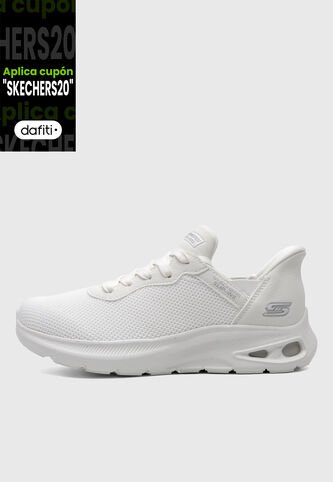 Tenis SKECHERS Knit Lace Up Slip On Blanco Skechers