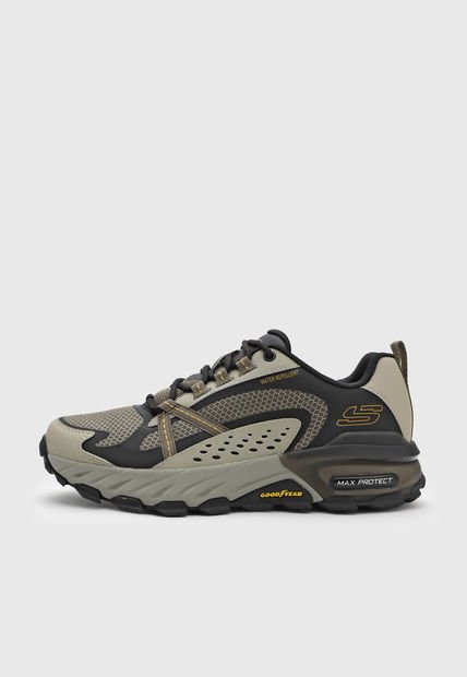 Tenis de Senderismo Beige-Negro-Amarillo Skechers Max Protect